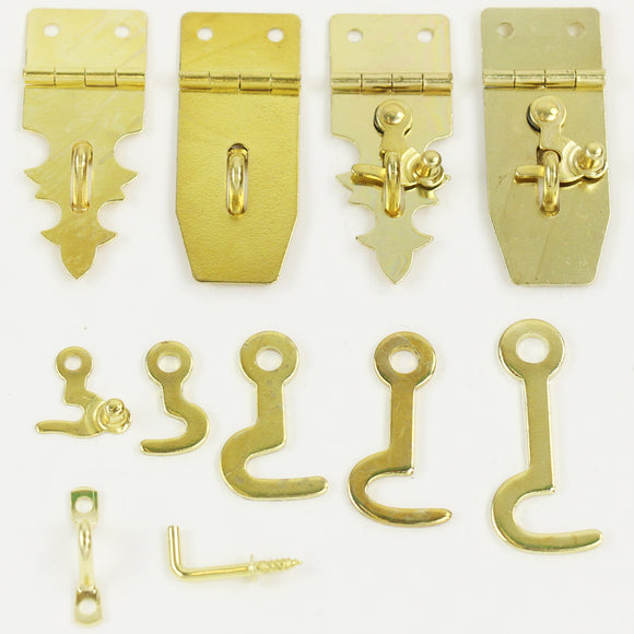UNIQANTIQ HARDWARE SUPPLY Brass Plated Box Lid or Small Door Latch Hook (1  1/2 Long)