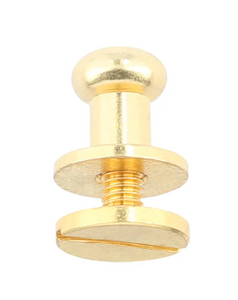 L911 - 1/4'' (9mm) Brass Button Stud with Screw - Solid Brass