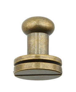 L914 - 1/4'' (9mm) Antique Br. Button Stud with Screw - Solid Brass